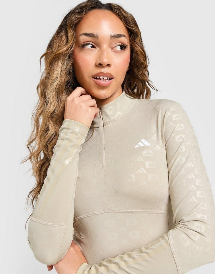 adidas Hyperglam Emblem Crop 1/4 Zip Top