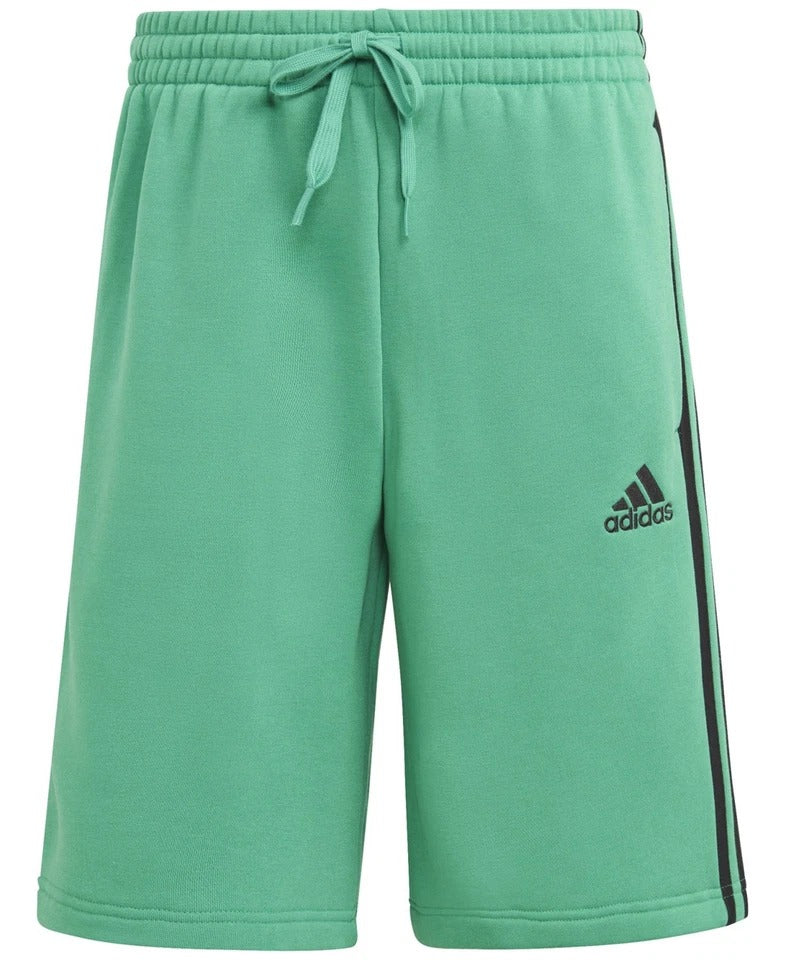 adidas Men's 3-Stripes 10" Fleece Shorts Court Green-Small