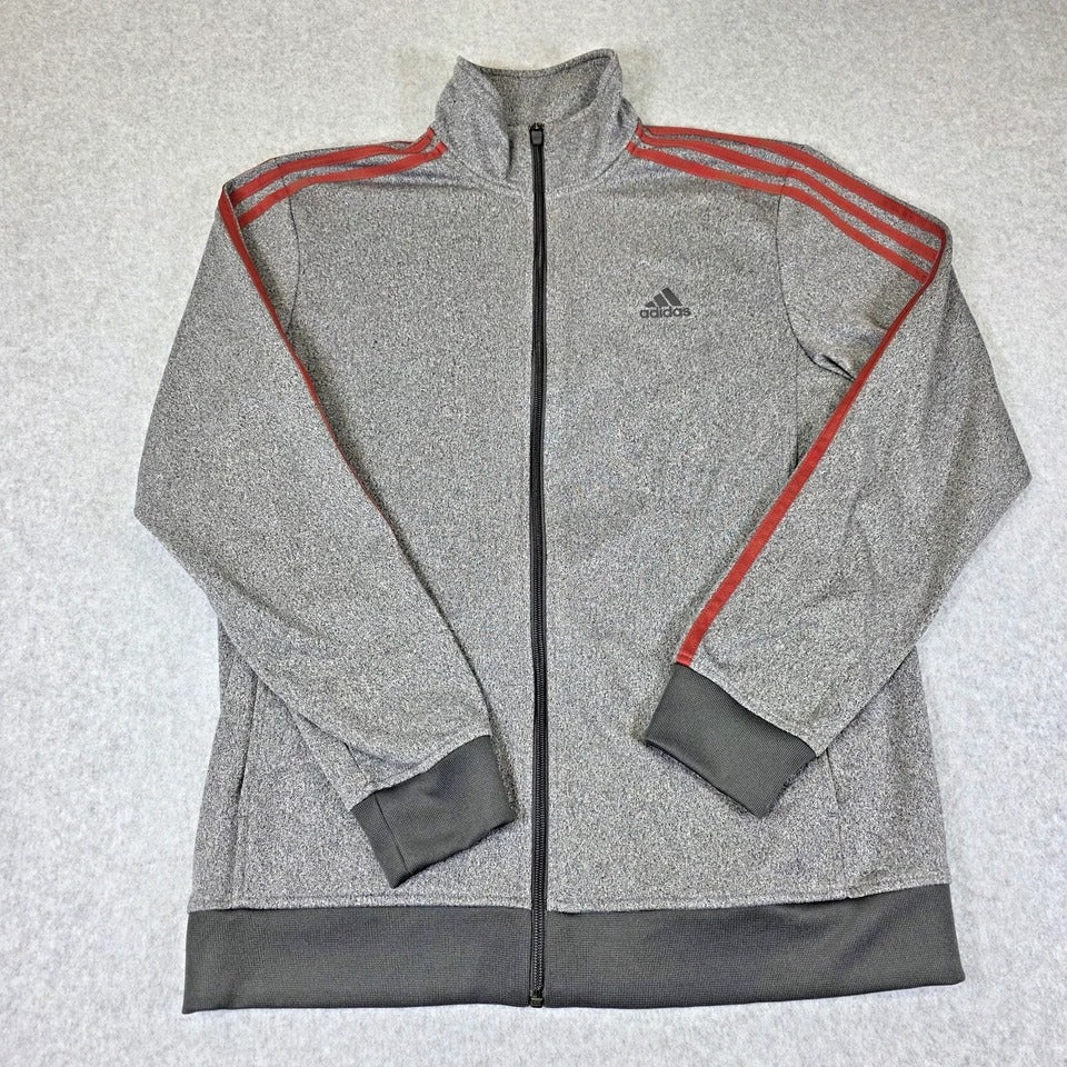 Adidas 3 Stripes Tricot Tracksuit Men's Size Medium Gray Jacket & Pants Set