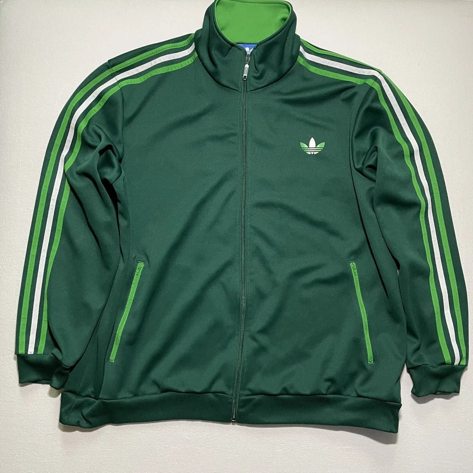 Adidas Tracksuit Jacket Pants Green Trefoil 3 Stripe Classic Men 2XL Retro 2010s