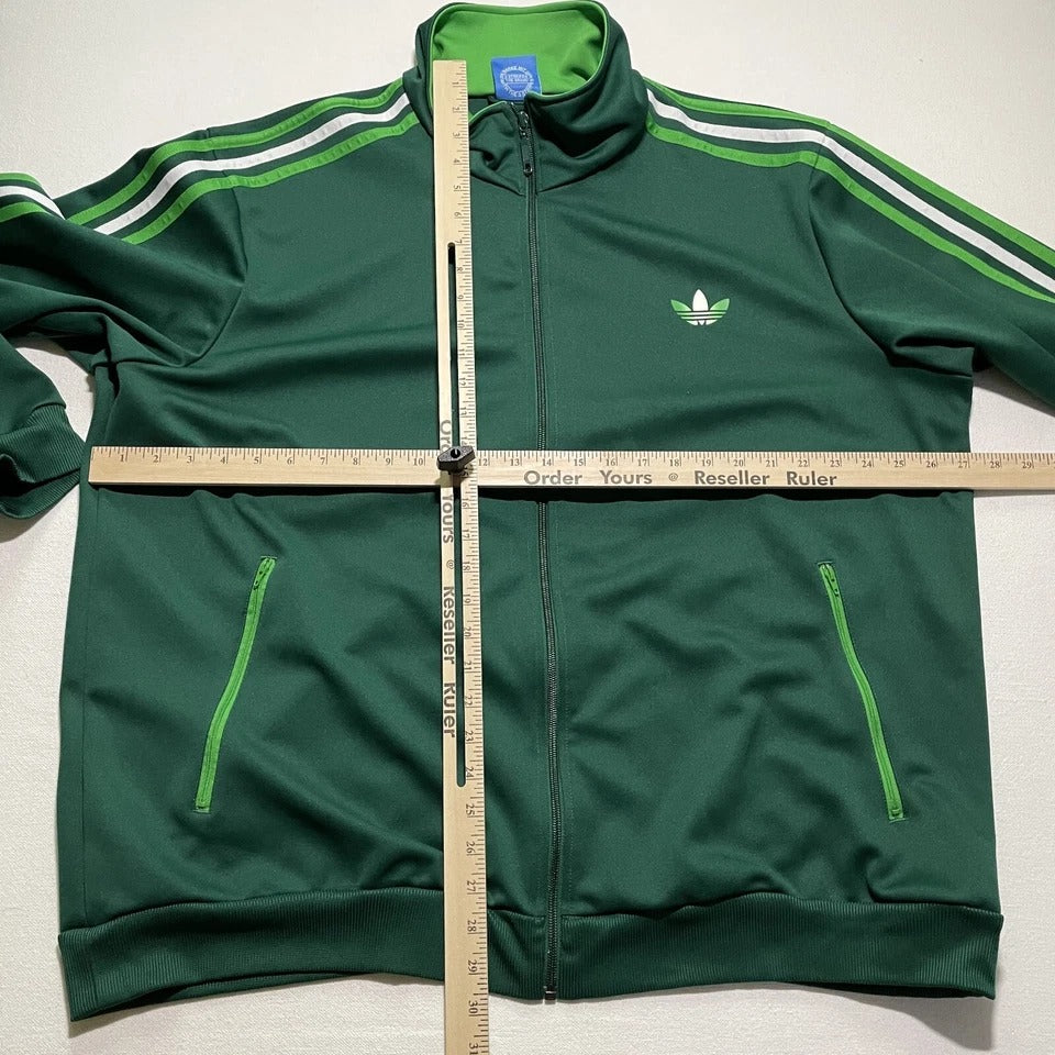 Adidas Tracksuit Jacket Pants Green Trefoil 3 Stripe Classic Men 2XL Retro 2010s