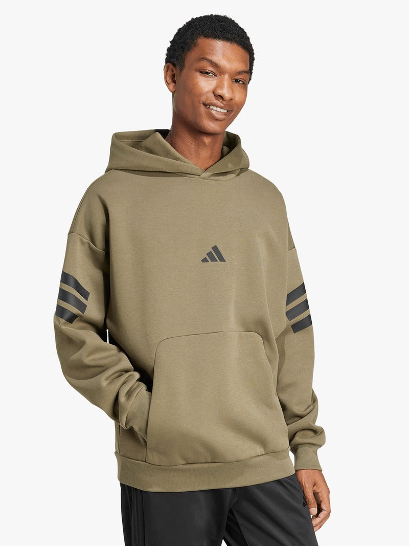 adidas Mens Future Icons 3-Stripes Olive Hoodie adidas
