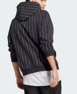 ADIDAS ESS PINSTRIPE HOODIE MENS BLACK