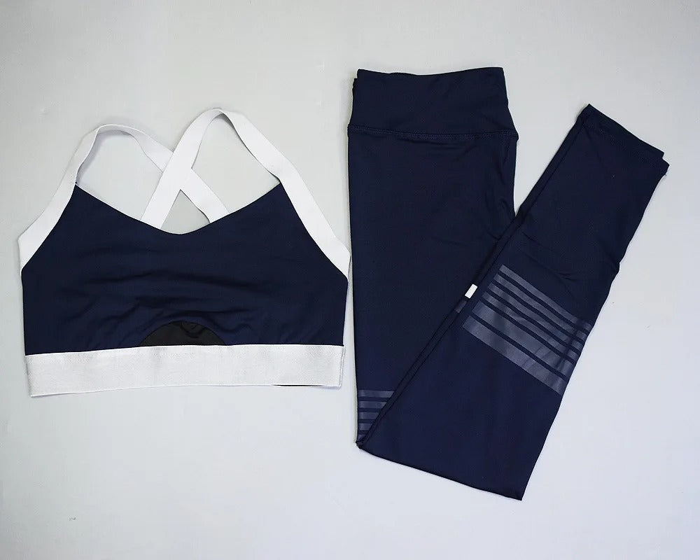 Female Yoga Set Ensemble Striped Sexy Sport Suit Women Sportswear Leggings Fitness Workout Gym Wear Running Clothing Tracksuit
