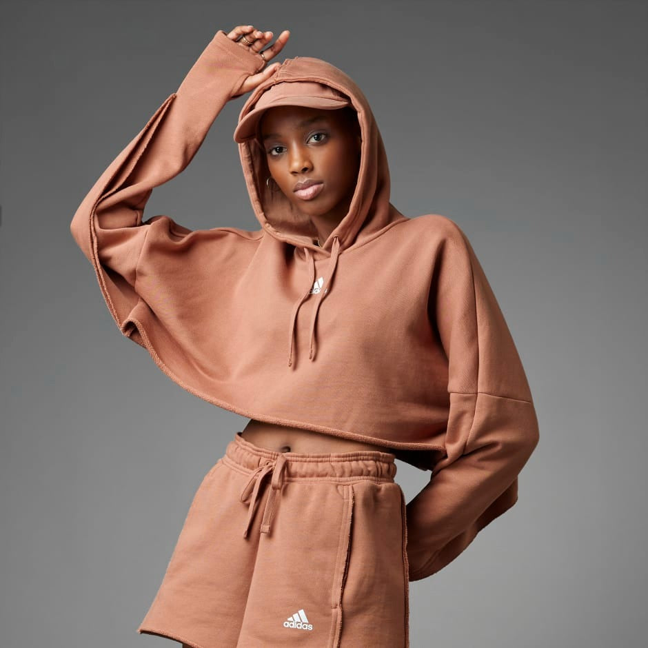 Women s Clothing - Collective Power Cropped Hoodie - Brown