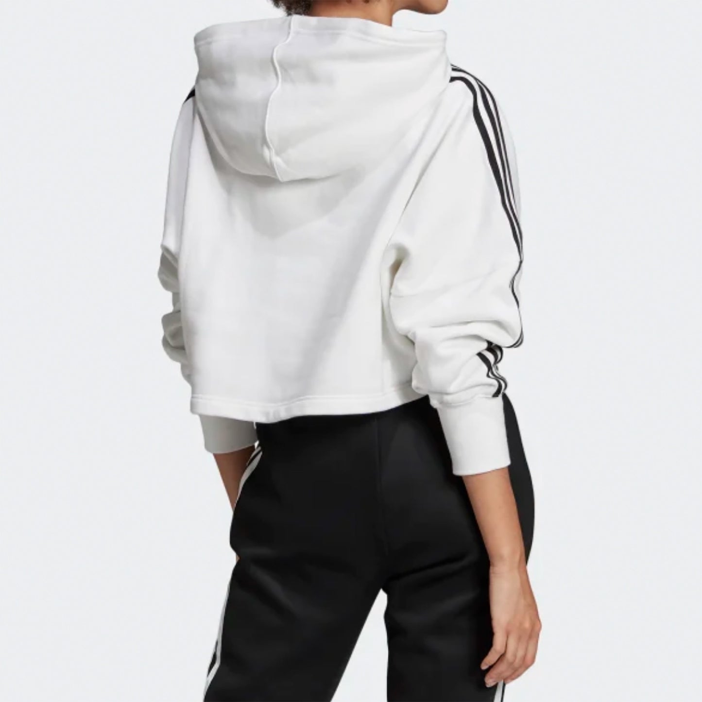 Adidas Originals Womens Cropped 3-Stripe Hoodie - White