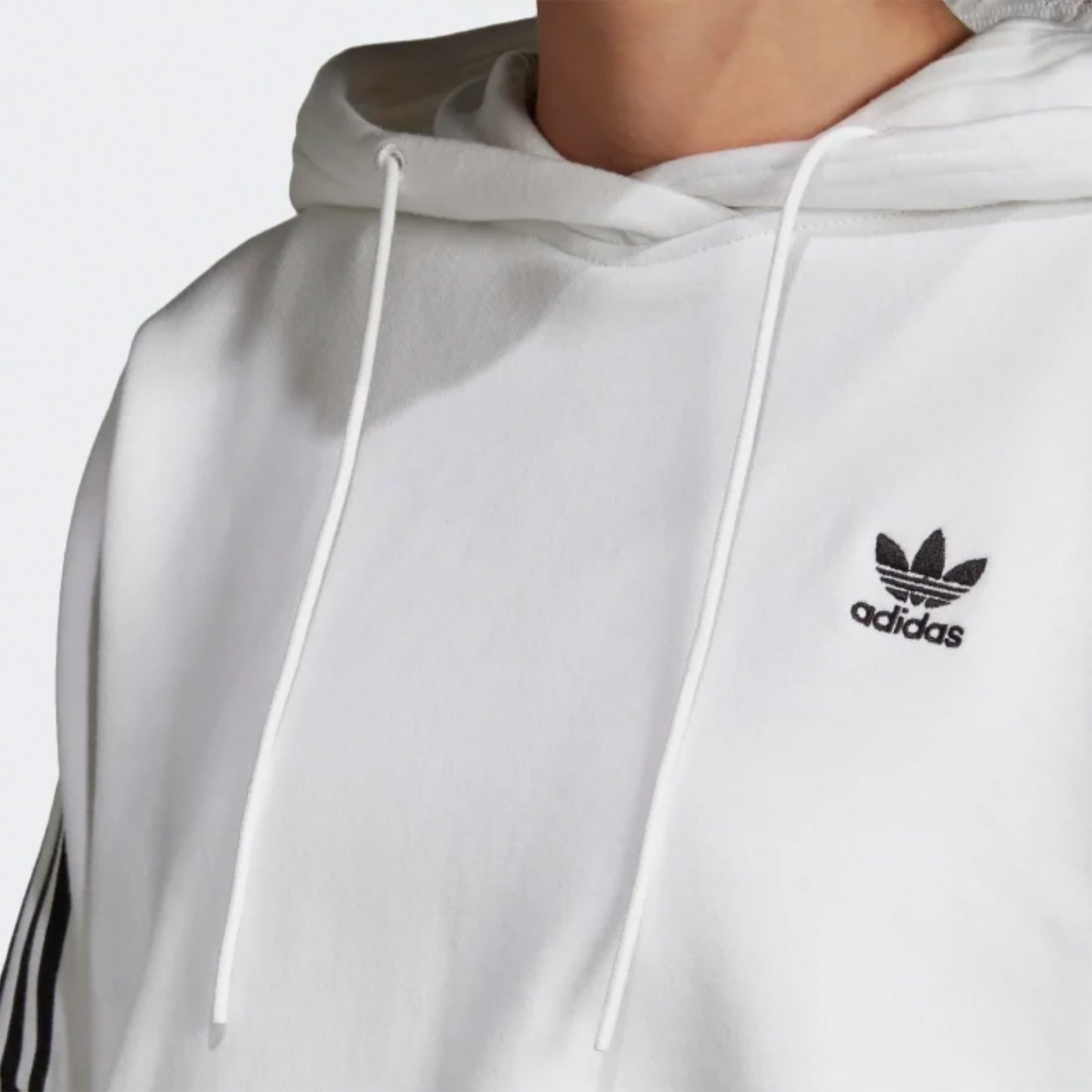 Adidas Originals Womens Cropped 3-Stripe Hoodie - White