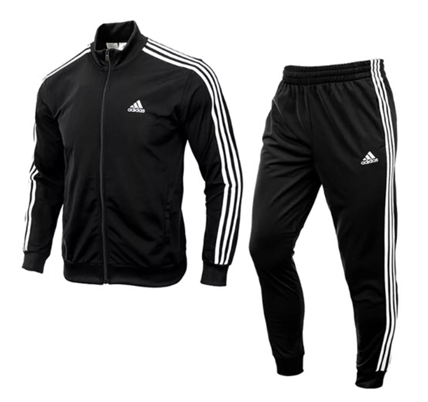 Adidas Tracksuit Set Full Zip 3 Stripe Black White Sportswear Mens 2XL