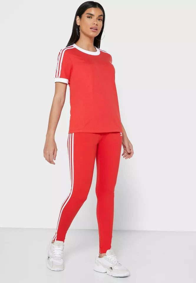 NEW Adidas Womens Adicolor 3-Stripes Tights - FM3283 - Red/White - XS