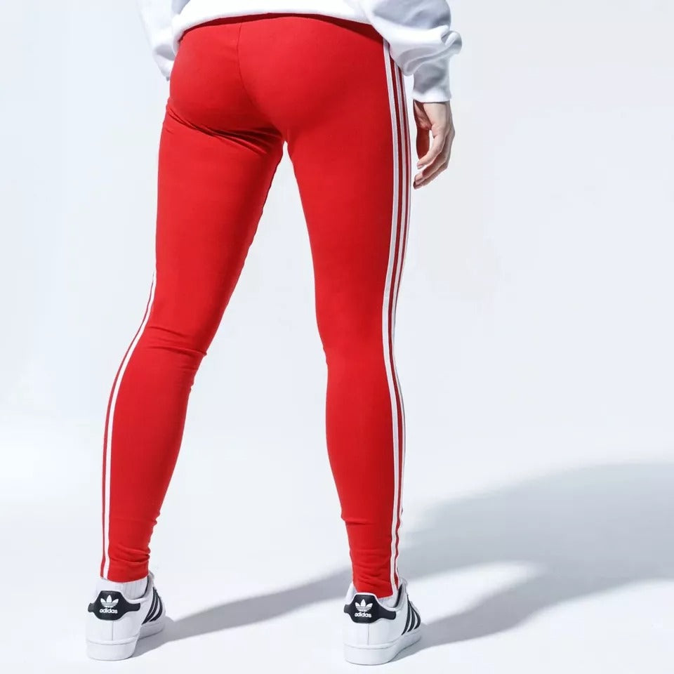 NEW Adidas Womens Adicolor 3-Stripes Tights - FM3283 - Red/White - XS