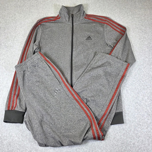 Adidas 3 Stripes Tricot Tracksuit Men's Size Medium Gray Jacket & Pants Set