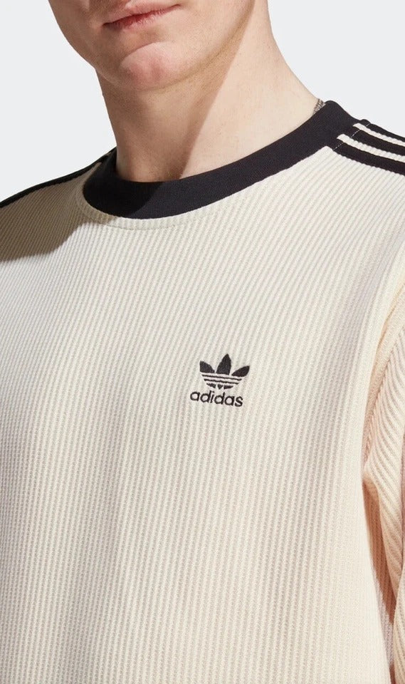 adidas Originals Mens M Waffle Crew Neck Set TrackSuit (Top & Pant) Wonder White