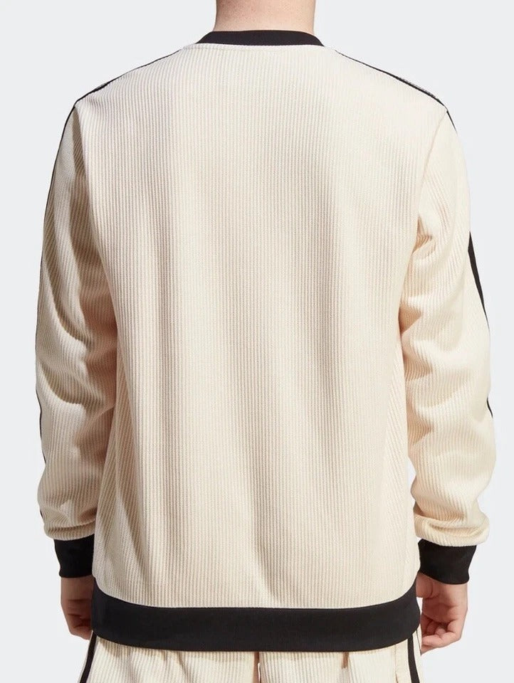 adidas Originals Mens M Waffle Crew Neck Set TrackSuit (Top & Pant) Wonder White