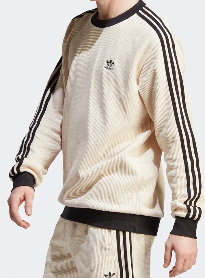 adidas Originals Mens M Waffle Crew Neck Set TrackSuit (Top & Pant) Wonder White