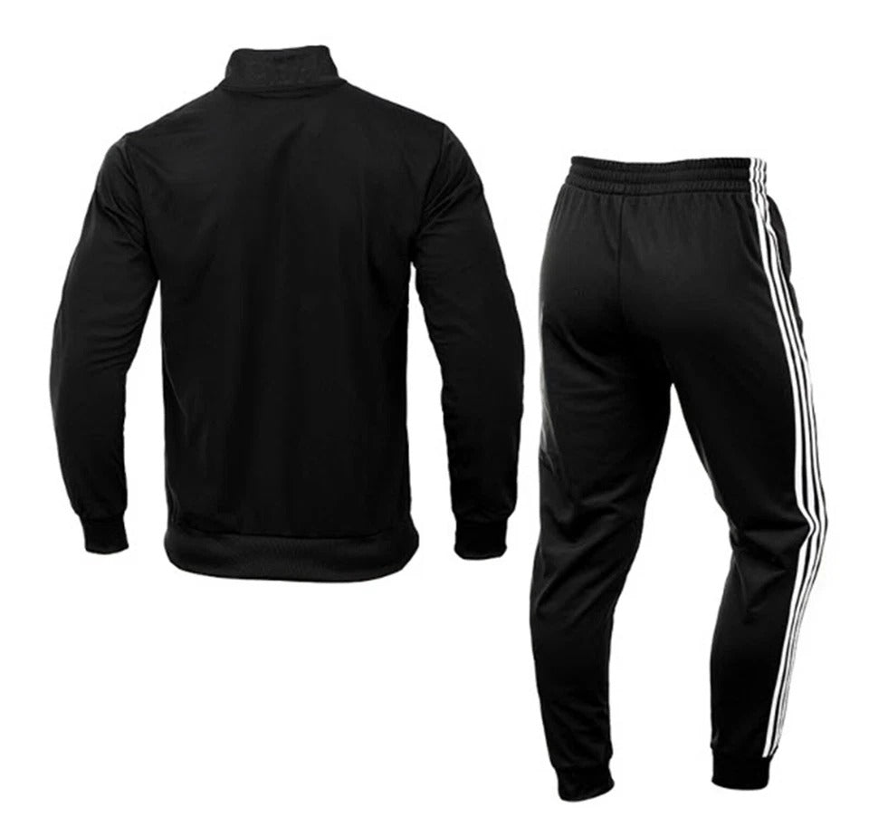 Adidas Tracksuit Set Full Zip 3 Stripe Black White Sportswear Mens 2XL