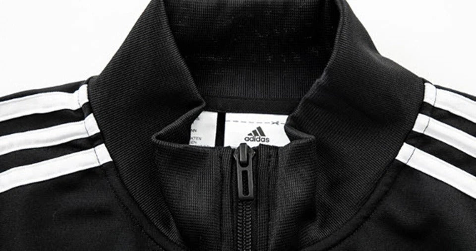 Adidas Tracksuit Set Full Zip 3 Stripe Black White Sportswear Mens 2XL