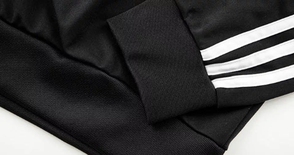 Adidas Tracksuit Set Full Zip 3 Stripe Black White Sportswear Mens 2XL